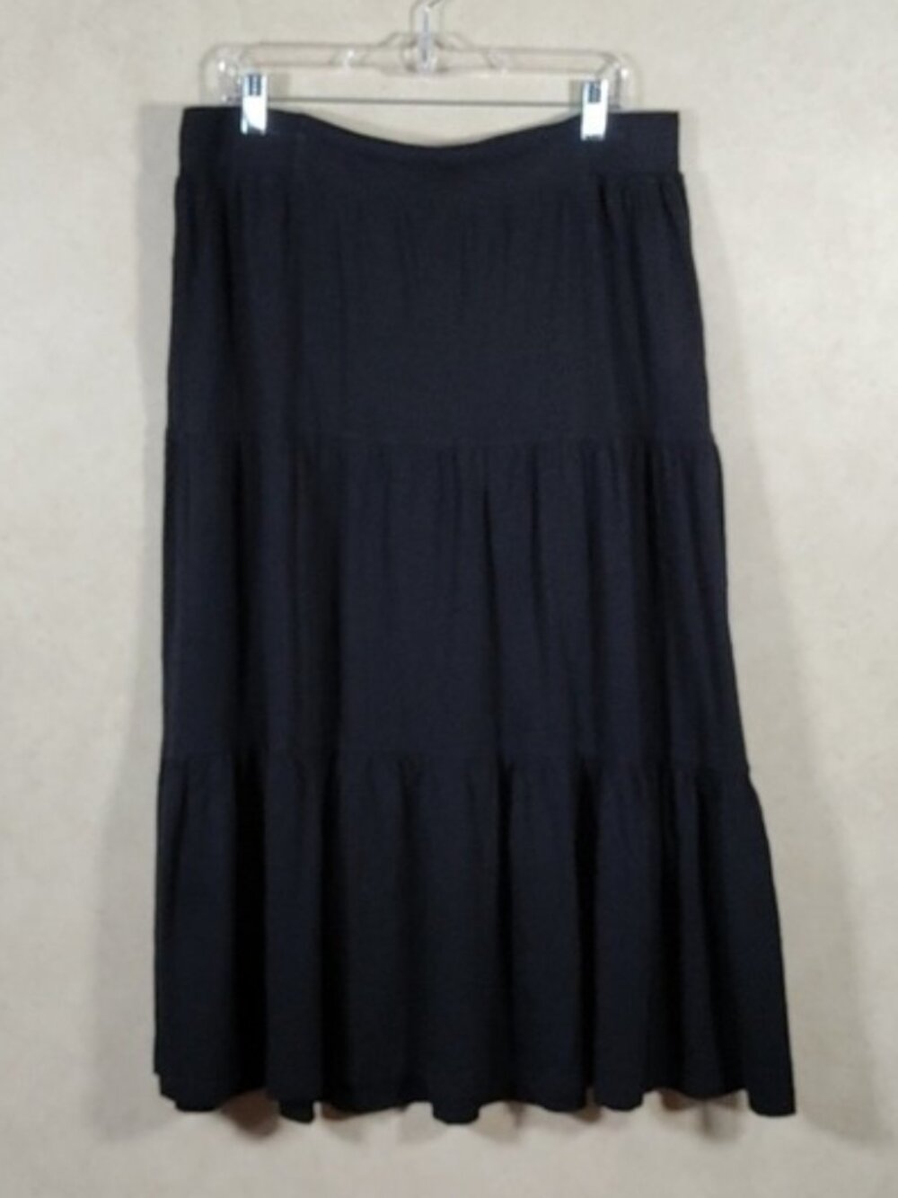 Black cotton tiered skirt L